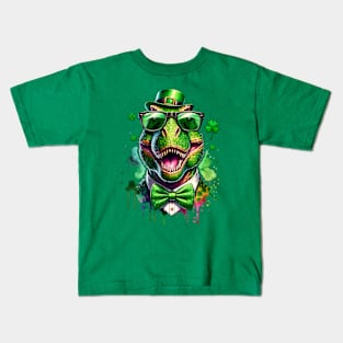 St Patricks Day T Rex Dinosaur Ireland Colors Kids T-Shirt